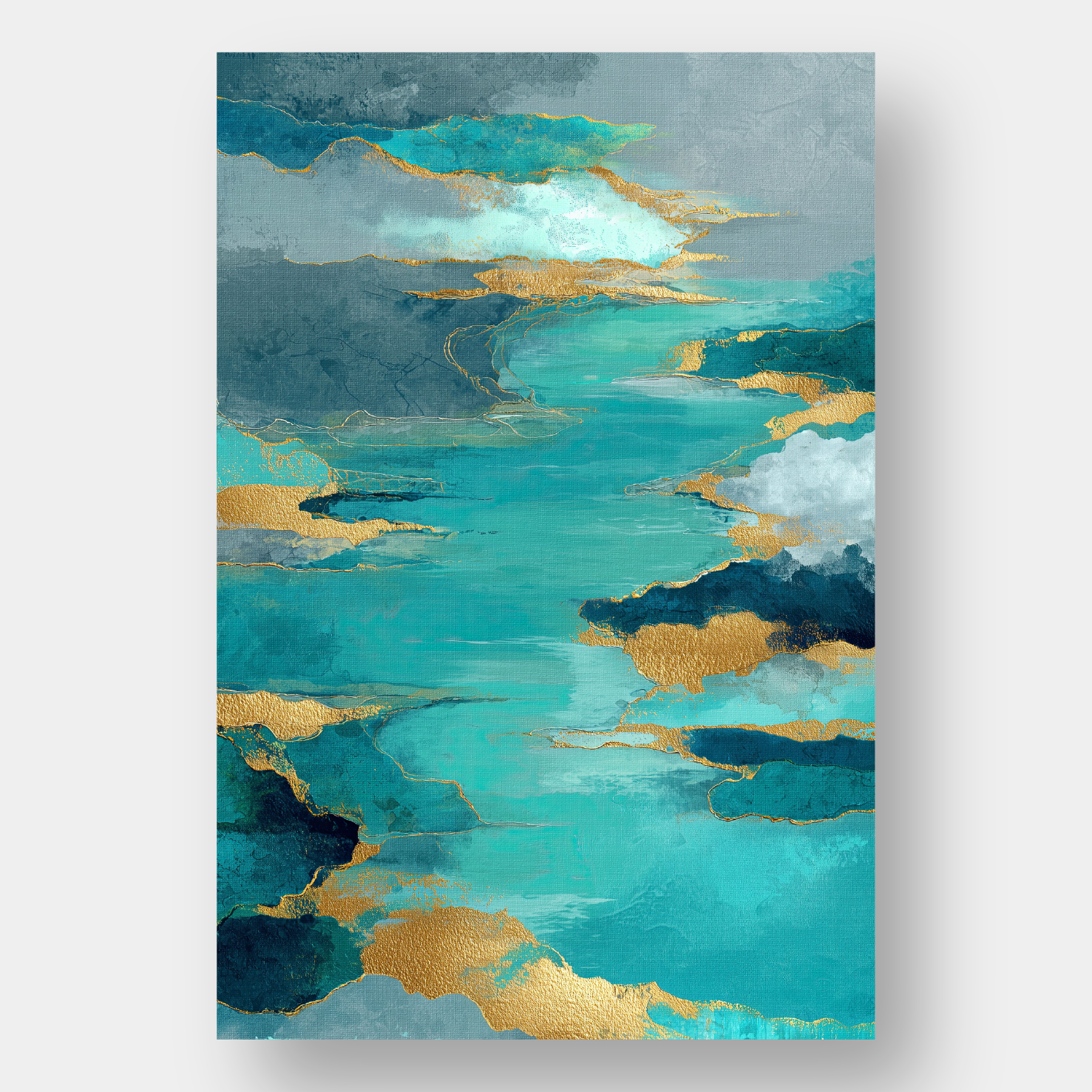 Triptyque « Océan d’Or et Turquoise »